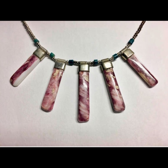 Peruvian 925 Silver Necklace Earrings Lilac Stone - Picture 3 of 8